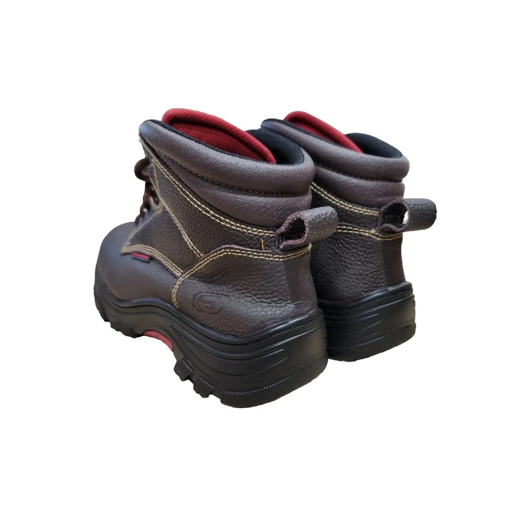 Skechers Burgin Tarlac Men's Brown‎ Steel Toe Work Boots 77143 Size 8.5 M